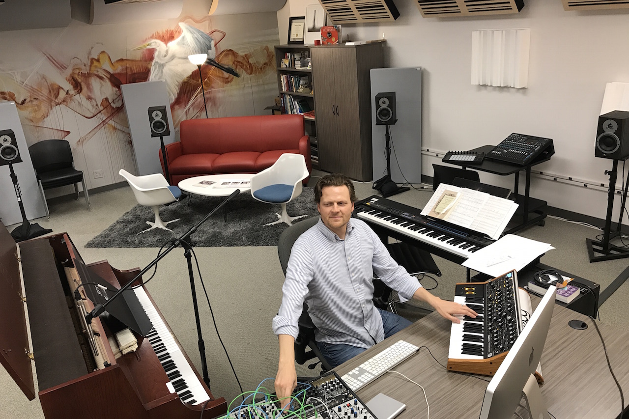 Ben Sabey in the music studio
